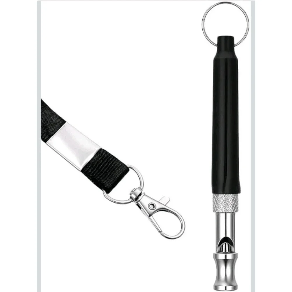 Dog Whistle Stop Barking Pet Training Ultrasonic Adjustable High Pitch + Lanyard